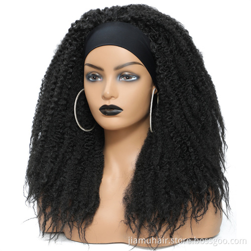 African Synthetic Ombre Glueless Cosplay Wig Short Afro kinky curly Hair Marley Braids Headband Wig